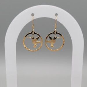 WILD BYRD Gold Tone Hummingbird Earrings